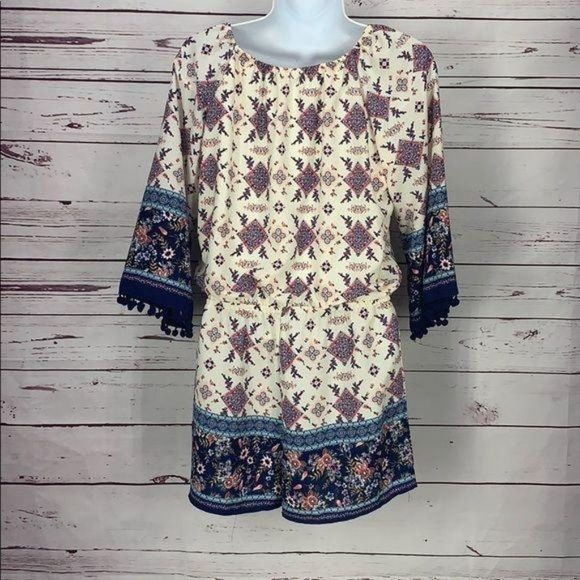 Sequin Hearts Girls Multi Print XL Floral Romper - Picture 2 of 7